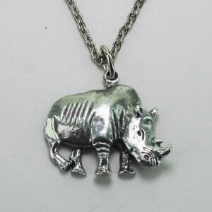 Rhinoceros Pewter Necklace, Wildlife Jewellery