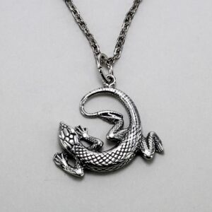 Skink Lizard Pewter Necklace, Gecko Reptile Necklace